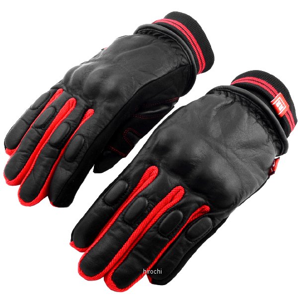 RR8809RD4 ラフ&ロード 秋冬モデル CKニットカフウインターレザーグローブ 赤 LLサイズ