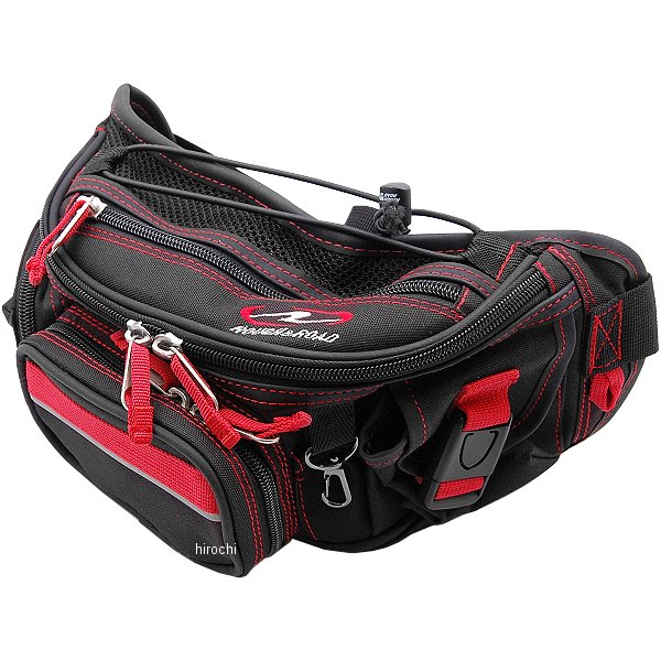 RR9451BK/RD ラフ&ロード F-ラフウエストバッグ 黒/赤