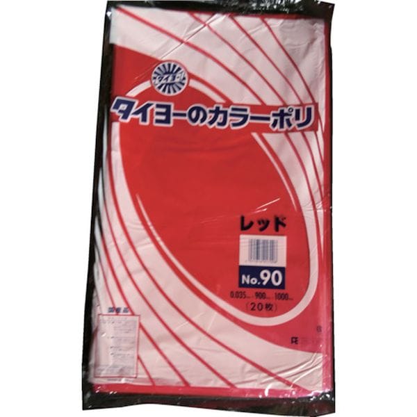 S227236 中川製袋化工(株) タイヨー 大型カラーポリ袋035(レッド) No.90 (20枚入り)