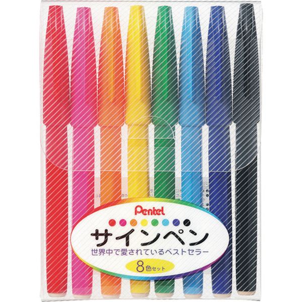 S5208 241-5671 ぺんてる(株) ペンテル 水性ペン ぺんてるサインペン 8色セット
