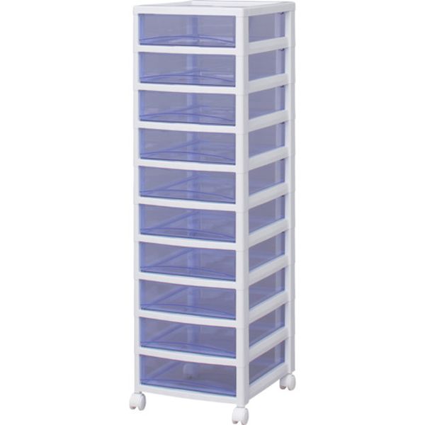 SCE1000BL 494-3694 221273 スーパークリアチェスト ホワイト/クリアブルー 10段タイプ