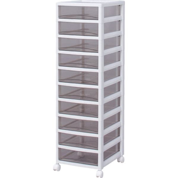 SCE1000BR 494-3708 221272 スーパークリアチェスト ホワイト/クリアブラウン 10段タイプ