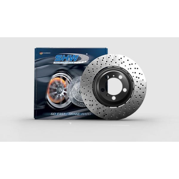 SHW 2003 Audi RS6 4.2L Right Front Cross-Drilled Lightweight Brake Rotor (4B3615302A)