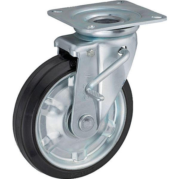 SJB200 690-7986 中荷重用キャスター ストッパー付旋回(自在)金具 JBタイプ ゴム 車輪径200mm