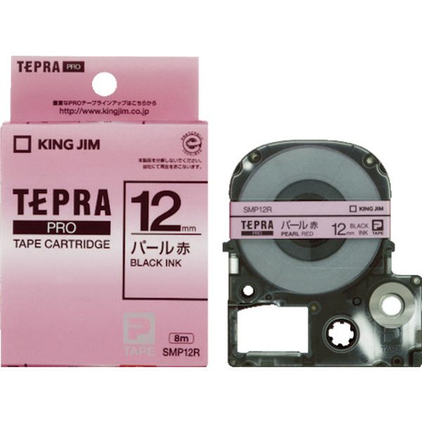 SMP12R (株)キングジム キングジム JIM 【純正】「テプラ」PROテープパール色テープ 赤/黒文字