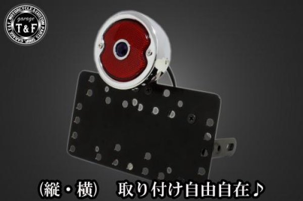 SN0144 ガレージT&F サイドナンバーキット&DUOテールランプブルードット付き(スタンダード)メッキ+ステー ビラーゴ250/250S