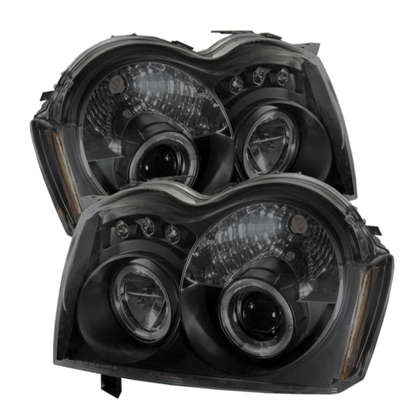 SPY5078551 Spyder Jeep Grand Cherokee 05年-07年 プロジェクター ヘッドライト LED Halo LED ブラック スモーク PRO-YD-JGC05-HL-BSM