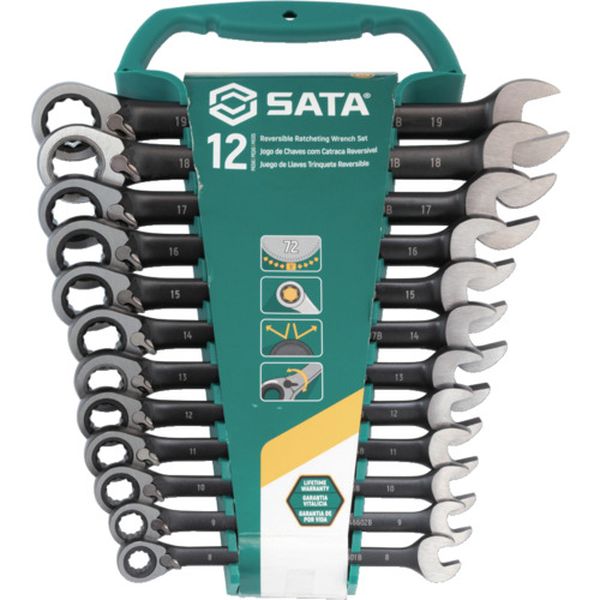 ST08044B 679-3451 SATA社 SATA 切替式コンビネーションラチェットレンチセット 黒［12点］