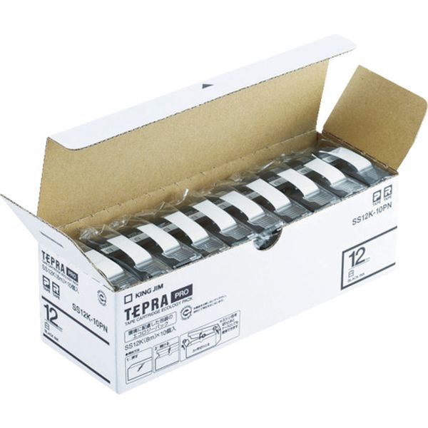 ST9K10PN JIM 【純正】「テプラ」PROテープ 9mm エコパック(5個入り)/透明ラベル/黒文字 長さ8m