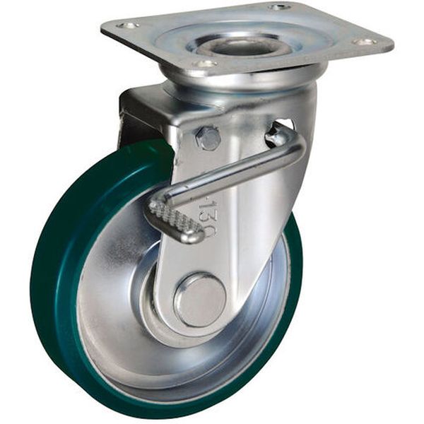 SUIJB130 中荷重用キャスター ストッパー付旋回(自在)金具 JBタイプ ウレタンゴム 車輪径130mm