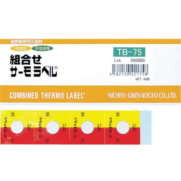 TB80 824-6604 日油技研工業(株) 日油技研 組合せサーモラベル屋外対応型 不可逆＋可逆性 80度