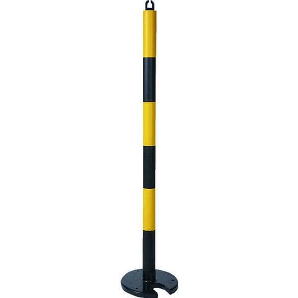 TGP06A 207-2143 やわらかゴムポール イエロー・ブラック 128cm アンカー穴10mm付 屋内型タイプ