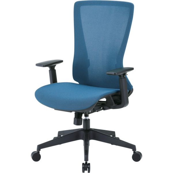 TMCCB 258-0337 トラスコ中山(株) TRUSCO ハイバックメッシュチェア 肘付 ブルー