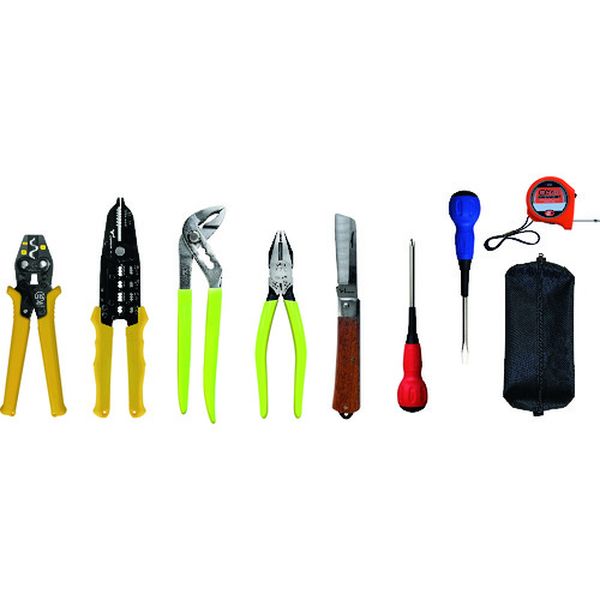 TSE01S 237-0451 (株)ツノダ TTC 電気工事士技能試験工具セット 9点セット(圧着工具ショートタイプ)