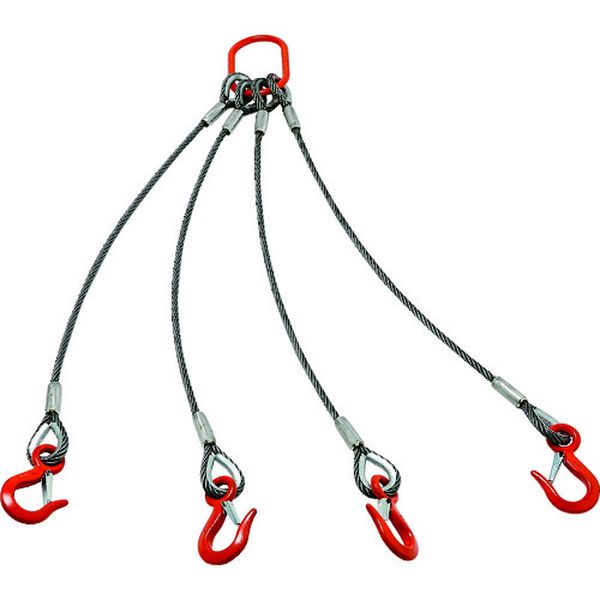 TWEL4P6S2 トラスコ中山(株) TRUSCO 4本吊りアルミロックスリング フック付き 6mmX2m