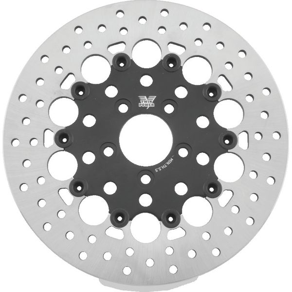 Twin Power 08-Up FLH FLT Rear 11.8 Floating Rotor W/Holes Black