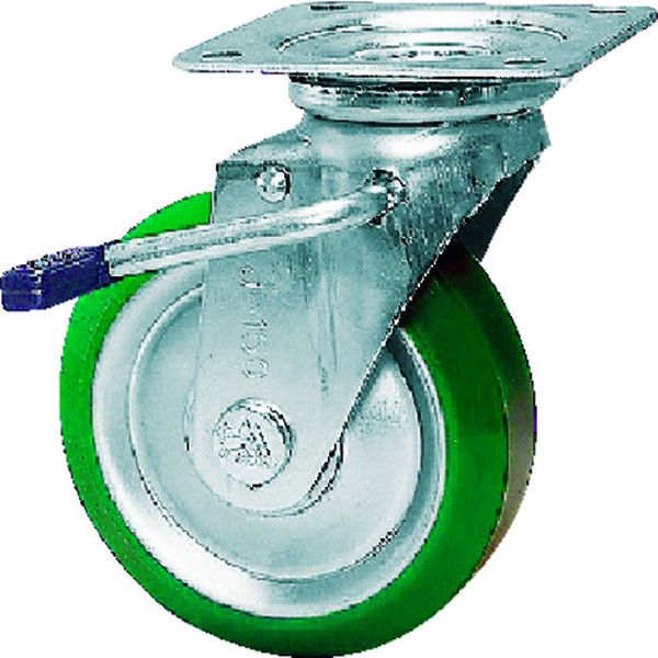 UWJB100 505-7183 スタンダードプレスキャスター ウレタン車輪 自在ストッパー付 100径
