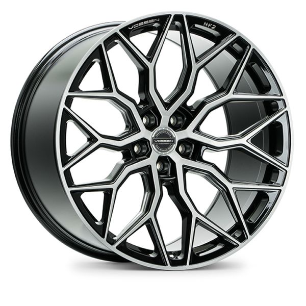 Vossen HF-2 22x10.5 / 5x120 / ET38 / Deep Face / 72.56 - Brushed Gloss Black Wheel