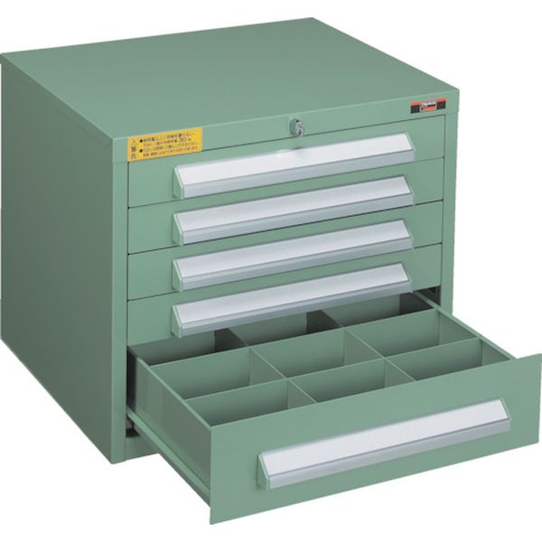 WLVR423 トラスコ中山(株) TRUSCO WLVR型キャビネット 500X412XH420 引出5段 緑