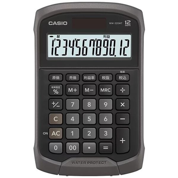 WM320MTBKN 698-3887 カシオ計算機(株) カシオ 防水防塵電卓 ブラック