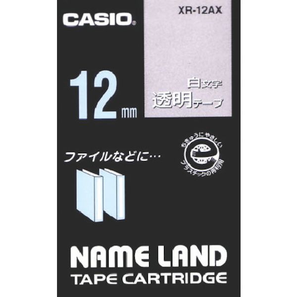 XR12AX 803-6743 カシオ計算機(株) カシオ ネームランド用透明テープに白文字12mm