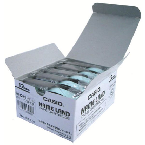 XR12WE5PE カシオ計算機(株) カシオ ネームランド用スタンダードテープ5本入り12mm 白に黒文字