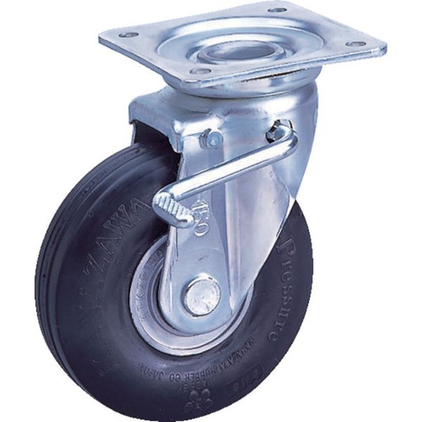 ZPOS6X2.00MSBK ゼロプレッシャータイヤ 自在金具S付 許容荷重70kgf 車輪径D156mm