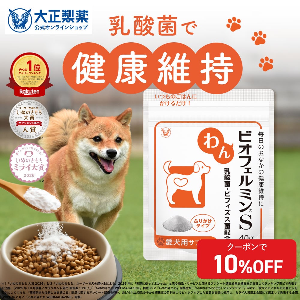 【大容量サイズ】犬 乳酸菌 わんビオフェルミンS （40g）ふりかけタイプ 全犬種対応 善玉菌 ビフィズス菌 ビオフェルミン 愛犬用腸活サプリ ペット ふりかけ 愛犬