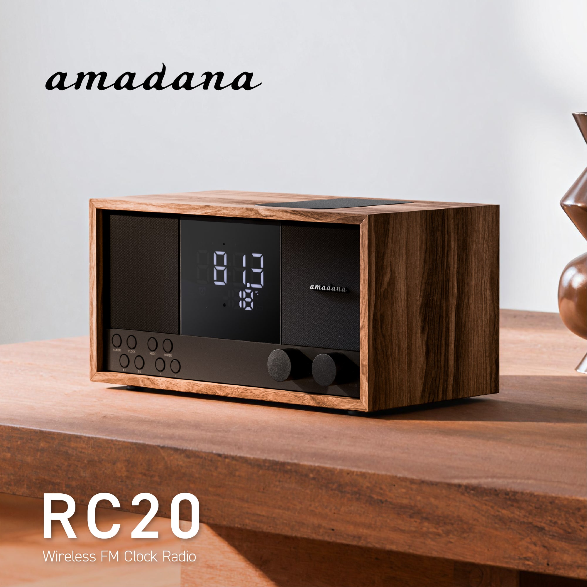amadana<限定 J-WAVEコラボモデル> ワイヤレスFM クロックラジオ RC20