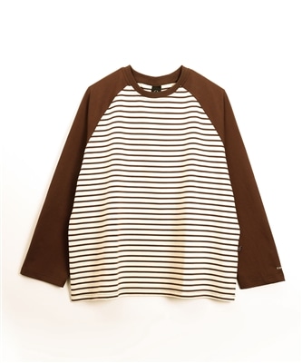 ラグランスリーブボーダー L/S Tシャツ ブラウンS
