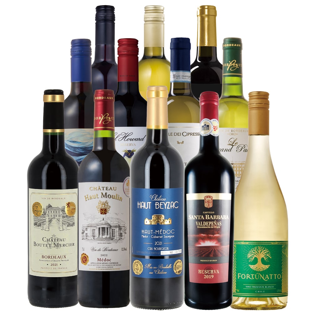 クリュ・ブルジョワ入り！厳選ワイン福袋赤白＆微発泡12本セット【FD】