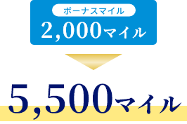 キャンペーン特典3,100マイル 5,500マイル